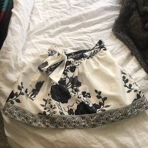 Satin floral print mini bubble skirt